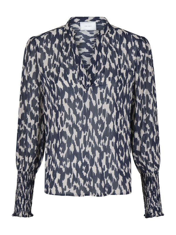 Neo Noir Landa Distressed Blouse - Dark Navy