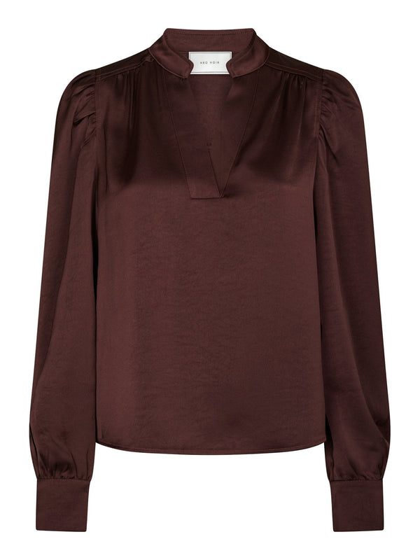 Neo Noir Rosslyn Heavy Sateen Blouse - Burgundy