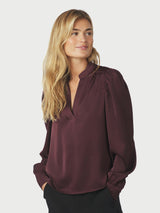 Neo Noir Rosslyn Heavy Sateen Blouse - Burgundy