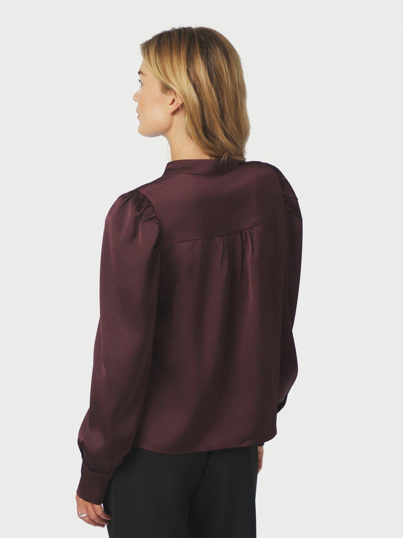 Neo Noir Rosslyn Heavy Sateen Blouse - Burgundy
