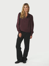 Neo Noir Rosslyn Heavy Sateen Blouse - Burgundy