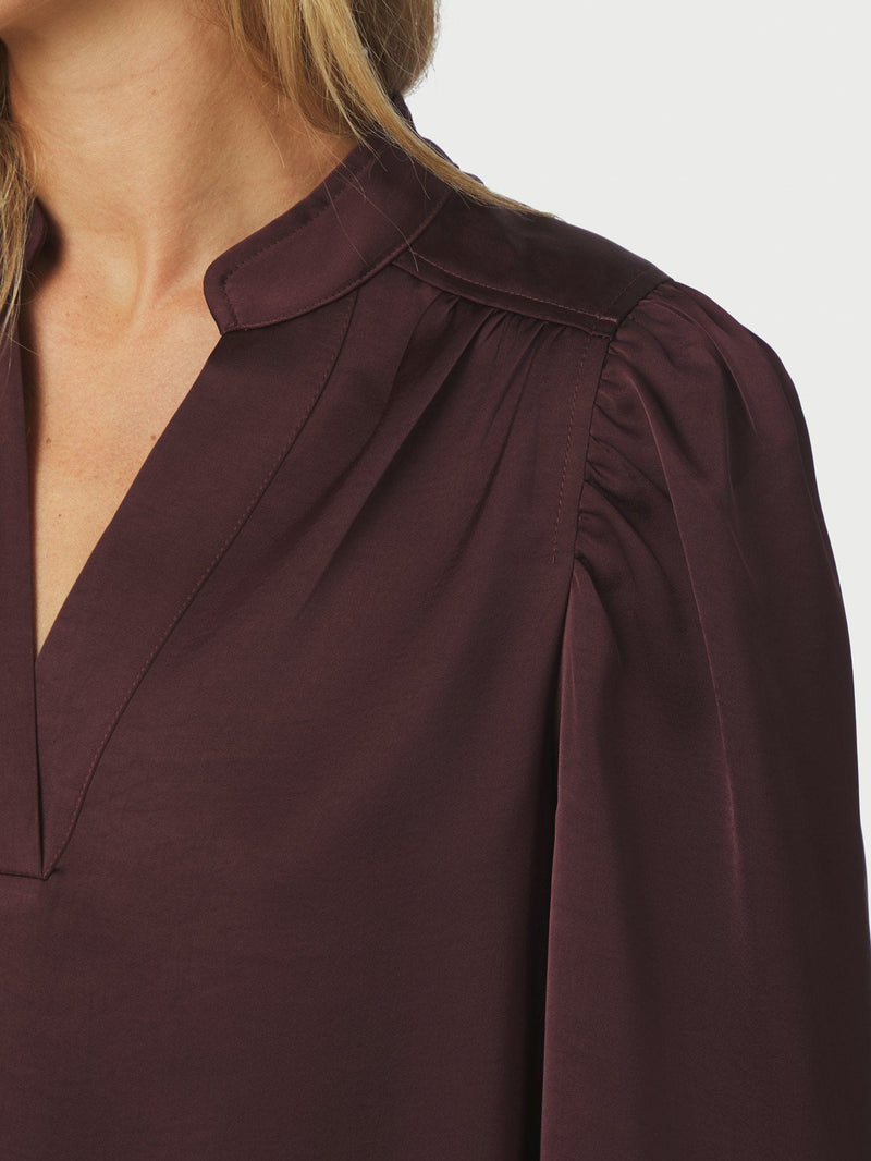 Neo Noir Rosslyn Heavy Sateen Blouse - Burgundy