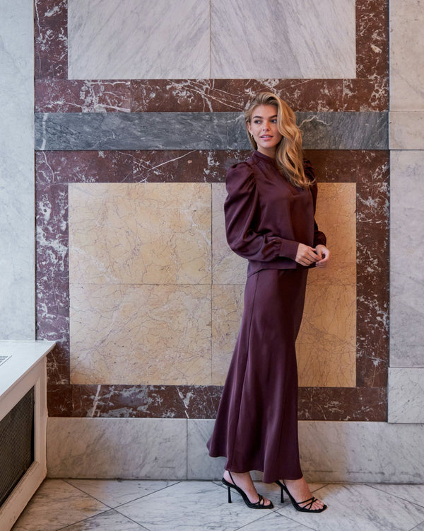 Neo Noir Rosslyn Heavy Sateen Blouse - Burgundy