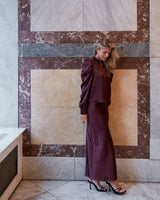 Neo Noir Rosslyn Heavy Sateen Blouse - Burgundy