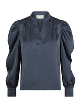 Neo Noir Rosslyn Heavy Sateen Blouse - Midnight Blue