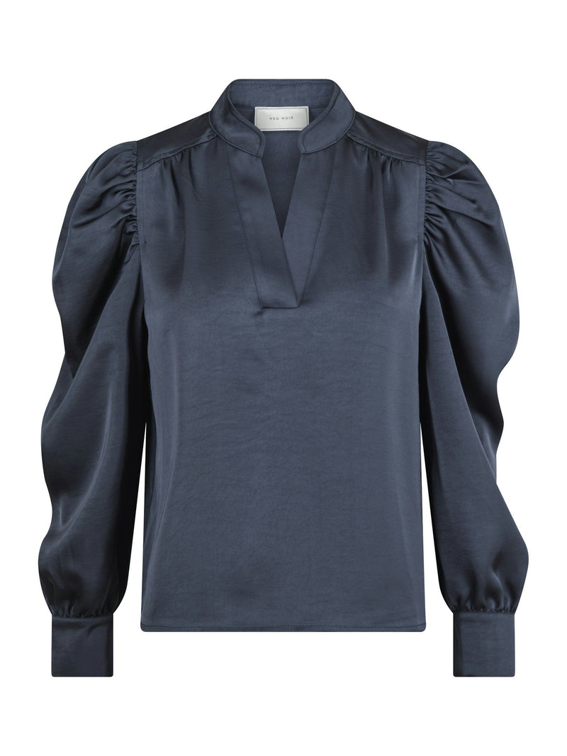 Neo Noir Rosslyn Heavy Sateen Blouse - Midnight Blue