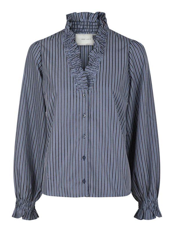 Neo Noir Brielle Twin Stripe Shirt - Dusty Blue