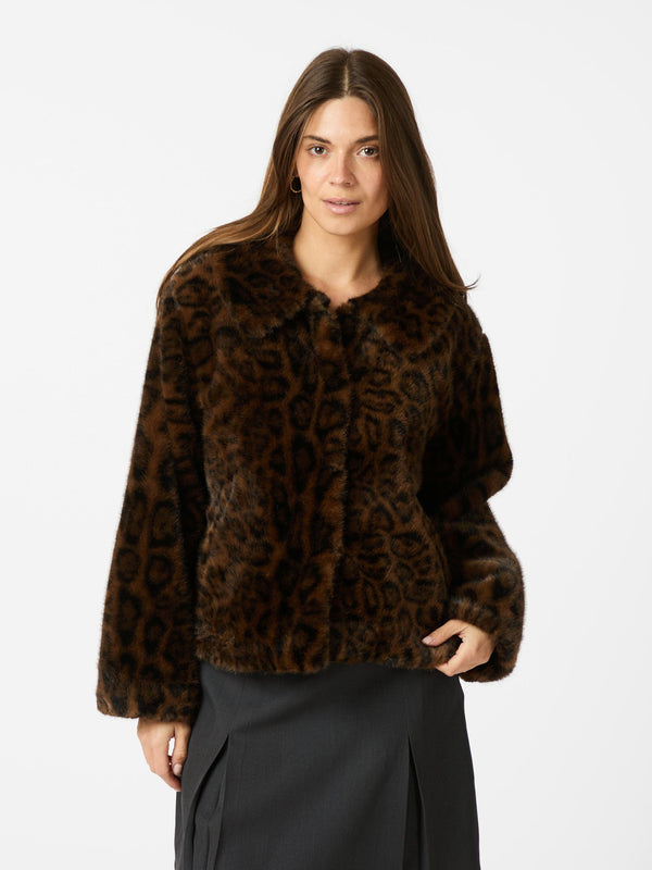 Neo Noir Melodie Leo Faux Fur Jacket - Dark Brown