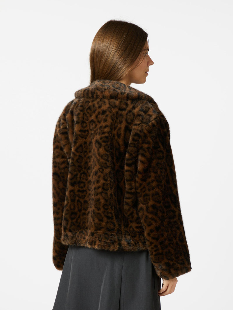 Neo Noir Melodie Leo Faux Fur Jacket - Dark Brown