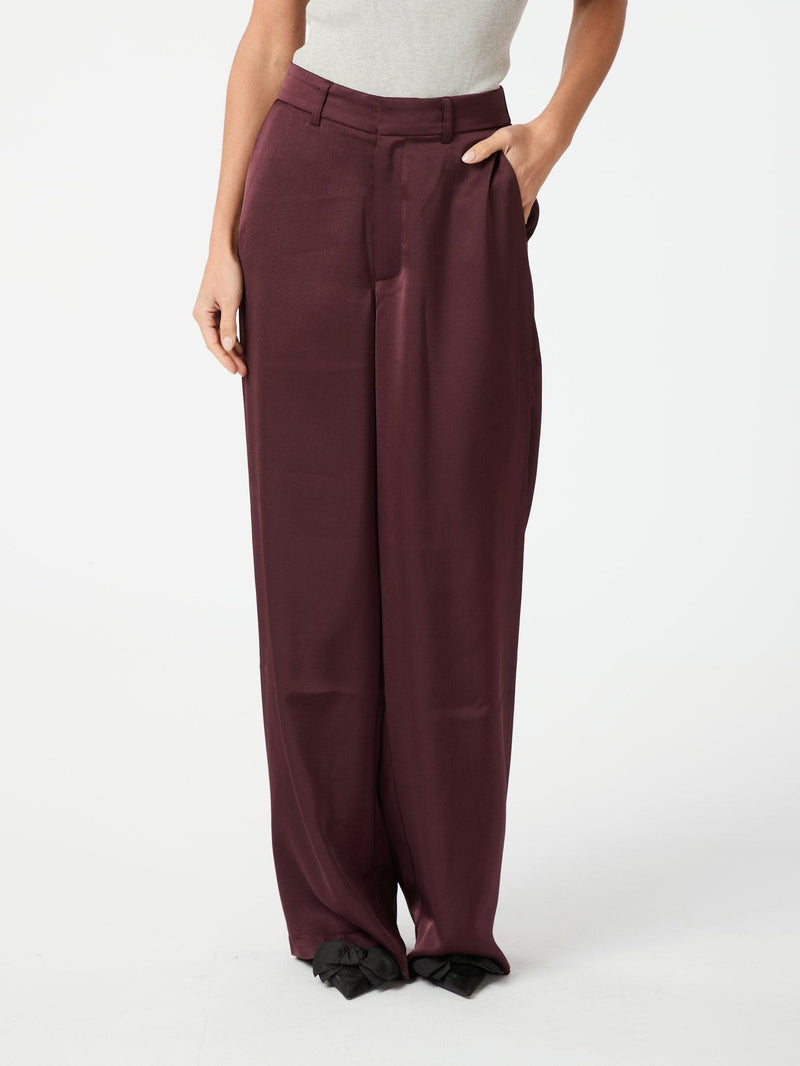 Neo Noir Emmett Heavy Sateen Pants - Burgundy