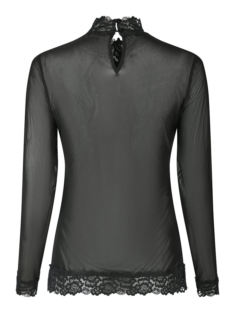 Neo Noir Liza Mesh Lace Blouse - Black