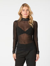 Neo Noir Liza Mesh Lace Blouse - Black