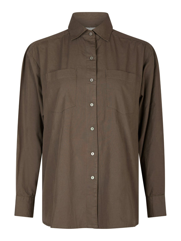 Neo Noir Dalma C Poplin Shirt - Warm Grey