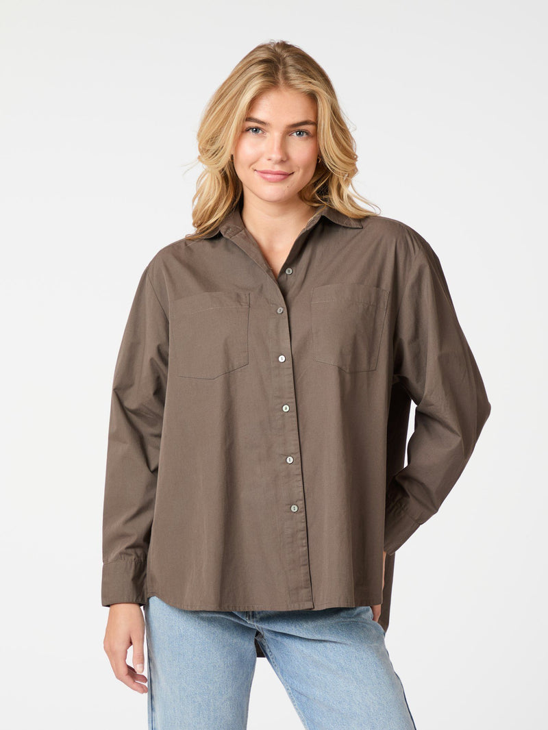 Neo Noir Dalma C Poplin Shirt - Warm Grey