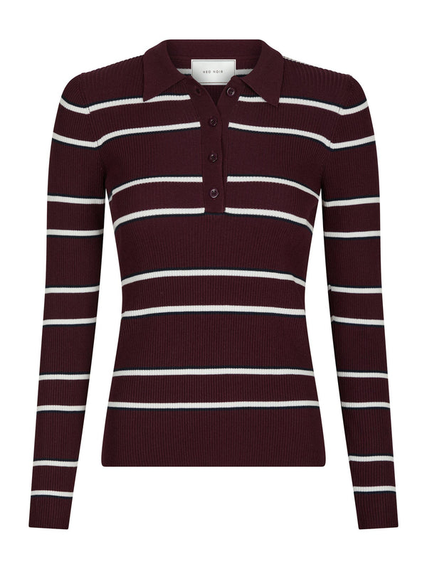 Neo Noir Jillan Polo Knit Blouse - Wine