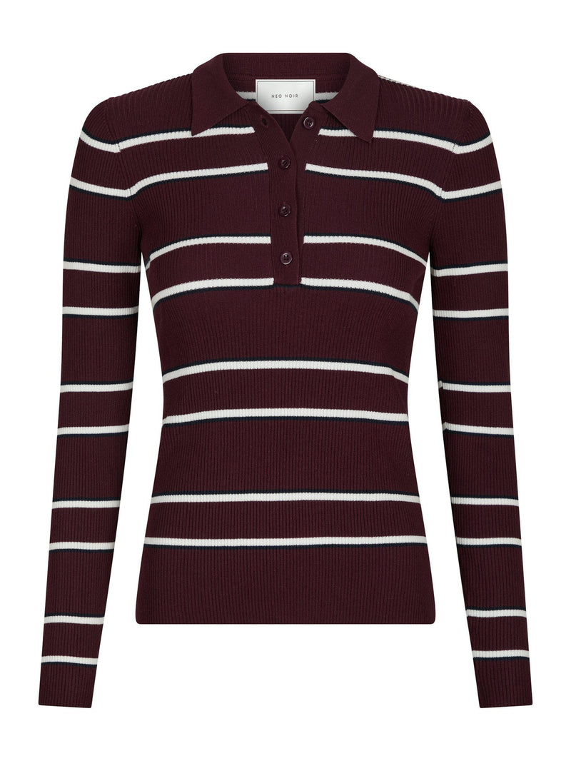 Neo Noir Jillan Polo Knit Blouse - Wine