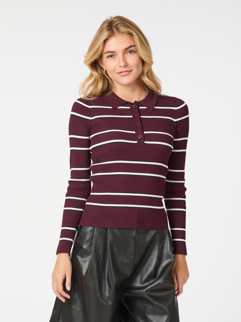 Neo Noir Jillan Polo Knit Blouse - Wine