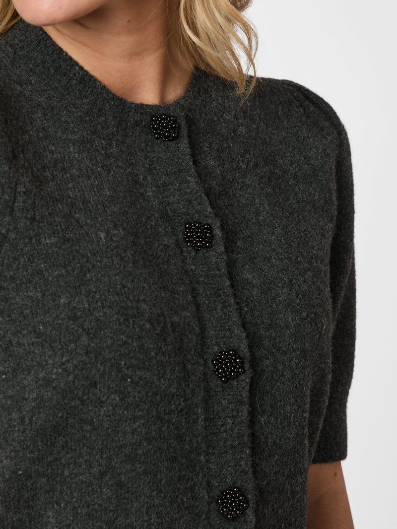 Neo Noir Trudy Deco Knit Cardigan - Antracit Melange