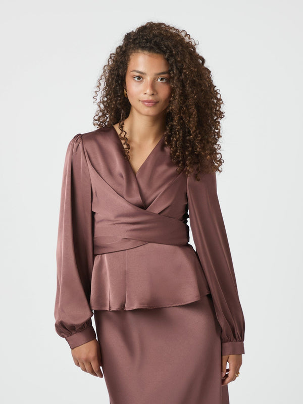 Neo Noir Rista Heavy Sateen Blouse - Dark Rose