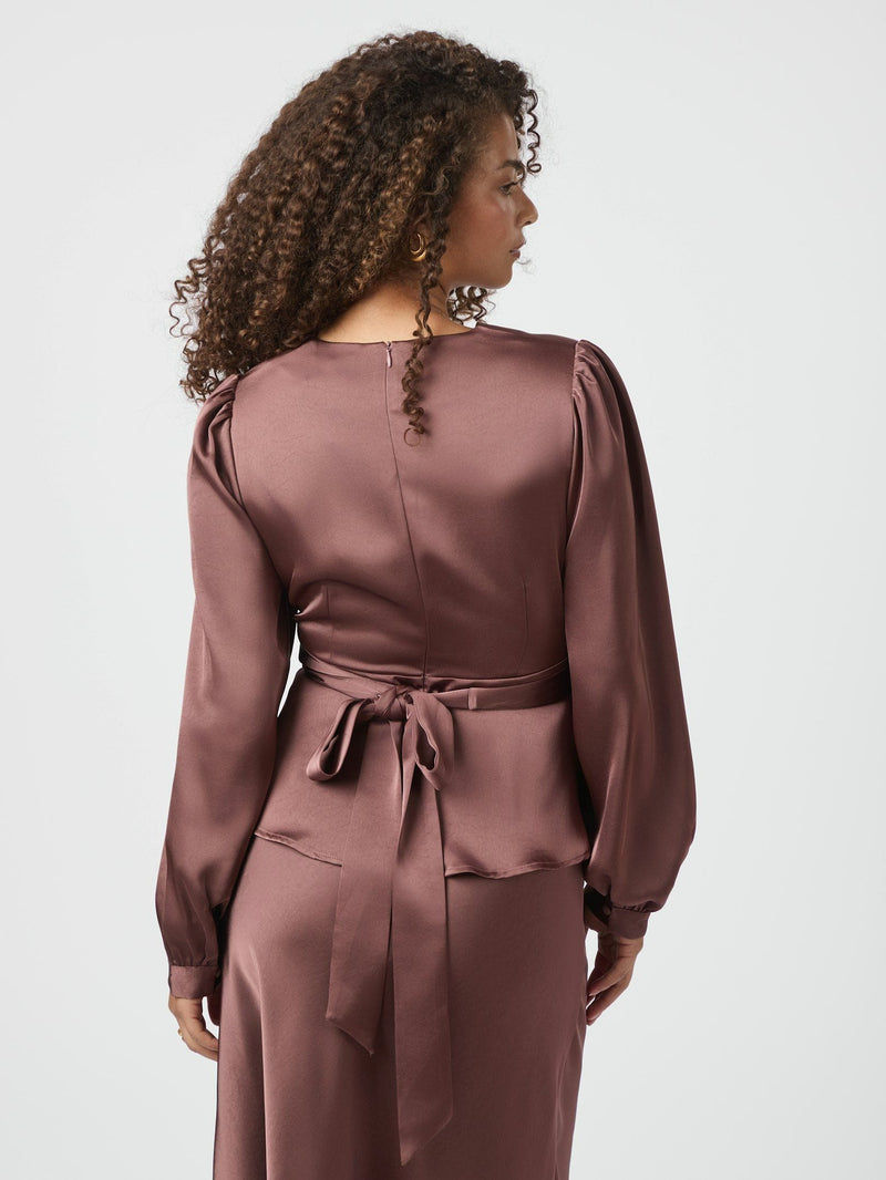 Neo Noir Rista Heavy Sateen Blouse - Dark Rose