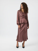 Neo Noir Rista Heavy Sateen Blouse - Dark Rose