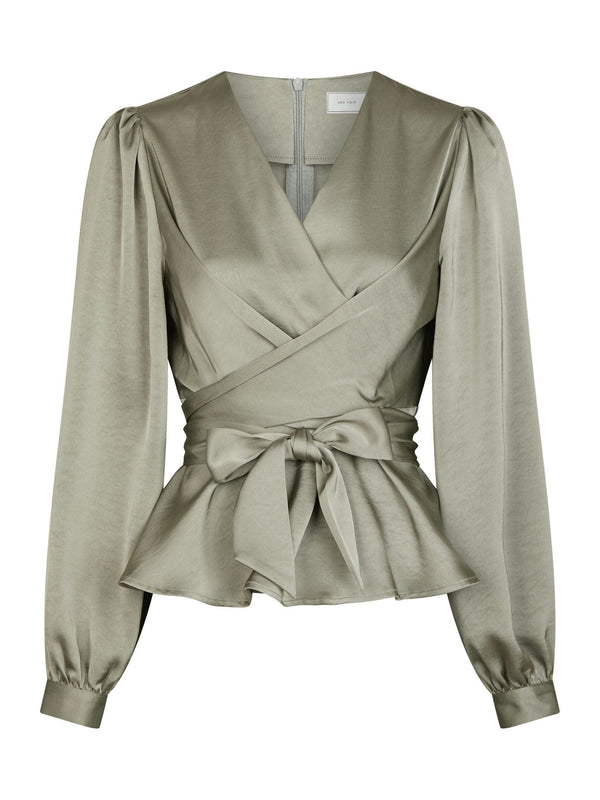 Neo Noir Rista Heavy Sateen Blouse - Smoke Green