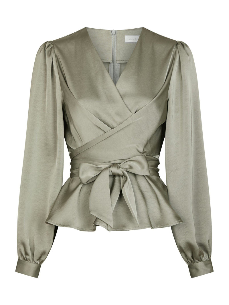 Neo Noir Rista Heavy Sateen Blouse - Smoke Green