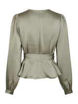 Neo Noir Rista Heavy Sateen Blouse - Smoke Green