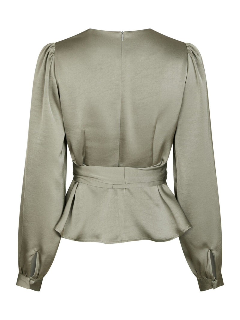 Neo Noir Rista Heavy Sateen Blouse - Smoke Green