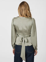 Neo Noir Rista Heavy Sateen Blouse - Smoke Green