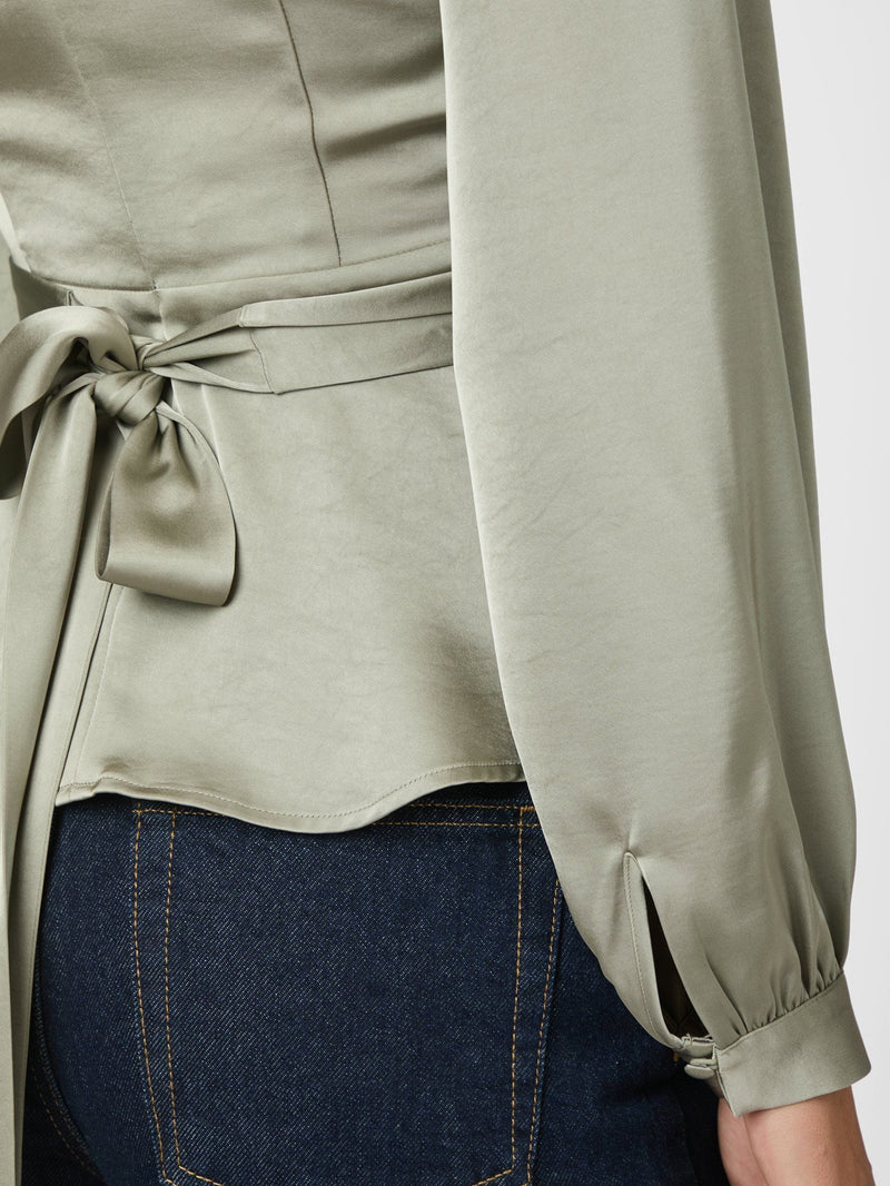 Neo Noir Rista Heavy Sateen Blouse - Smoke Green