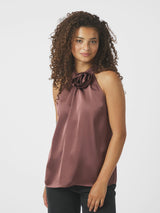 Neo Noir Rosette heavy Sateen Top - Dark Rose