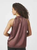 Neo Noir Rosette heavy Sateen Top - Dark Rose