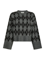 Neo Noir Kick Check Knit Blouse - Antracit