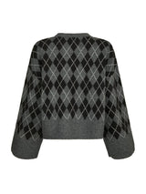 Neo Noir Kick Check Knit Blouse - Antracit
