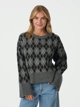 Neo Noir Kick Check Knit Blouse - Antracit