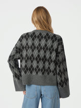 Neo Noir Kick Check Knit Blouse - Antracit
