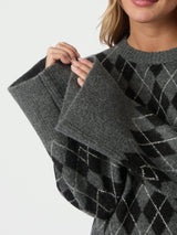 Neo Noir Kick Check Knit Blouse - Antracit