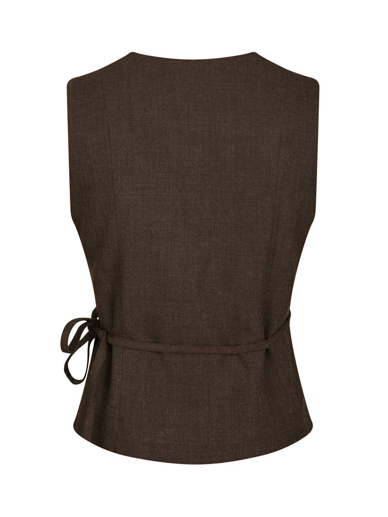 Neo Noir Samara Melange Waistcoat -  Brown