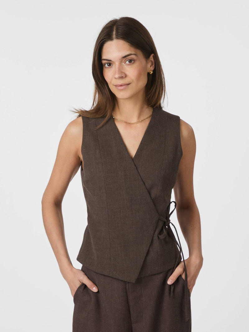 Neo Noir Samara Melange Waistcoat -  Brown
