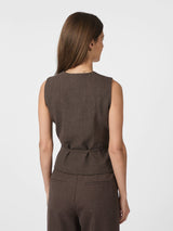 Neo Noir Samara Melange Waistcoat -  Brown