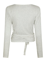 Neo Noir Nia Jersey Wrap Blouse - Light Grey Melange
