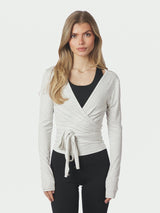 Neo Noir Nia Jersey Wrap Blouse - Light Grey Melange