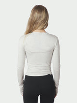 Neo Noir Nia Jersey Wrap Blouse - Light Grey Melange