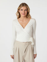 Neo Noir Nia Jersey Wrap Blouse - White
