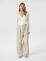 Neo Noir Nia Jersey Wrap Blouse - White