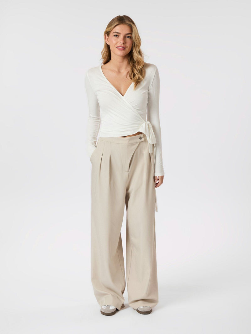 Neo Noir Nia Jersey Wrap Blouse - White