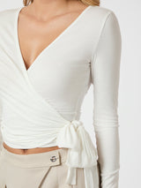 Neo Noir Nia Jersey Wrap Blouse - White