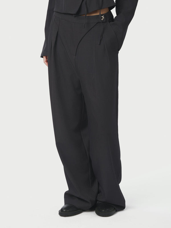 Neo Noir Zalka Eyelet Pants - Dark Grey