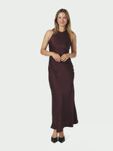 Neo Noir Celinie Heavy Sateen Dress - Burgundy